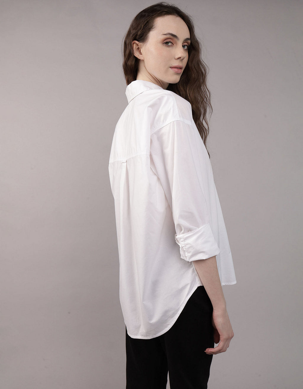 Camisa Clásica de Botones Corte Perfecto para Mujer - Blanco 0355_6093_100_ob