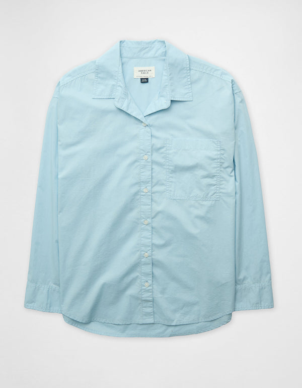 Camisa Clásica de Botones Corte Perfecto para Mujer - Azul