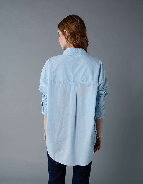 Camisa Clásica de Botones Corte Perfecto para Mujer - Azul