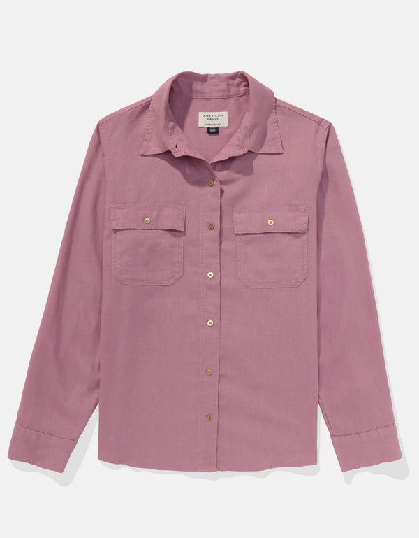 Camisa manga larga de botones de mujer AE - Morado
