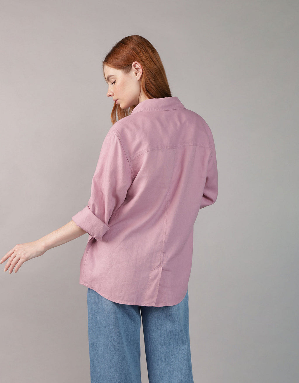 Camisa manga larga de botones de mujer AE - Morado 0355_6127_500_ob