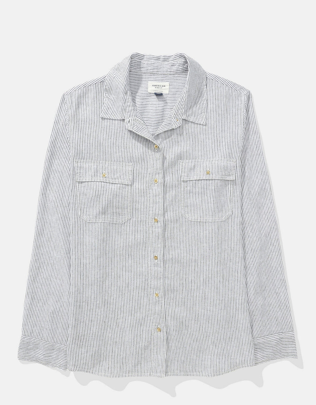 Camisa de Lino Manga Larga de Rayas Ae - Generico 0355_6146_309_f