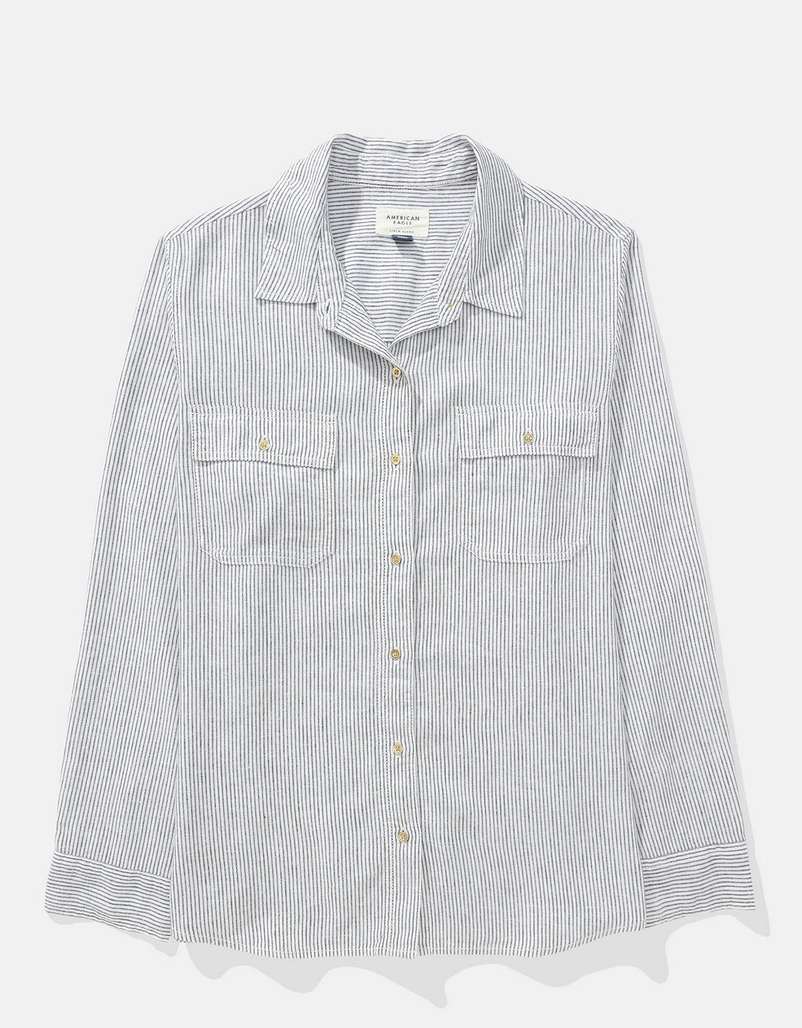 Camisa de Lino Manga Larga de Rayas Ae - Generico 0355_6146_309_f