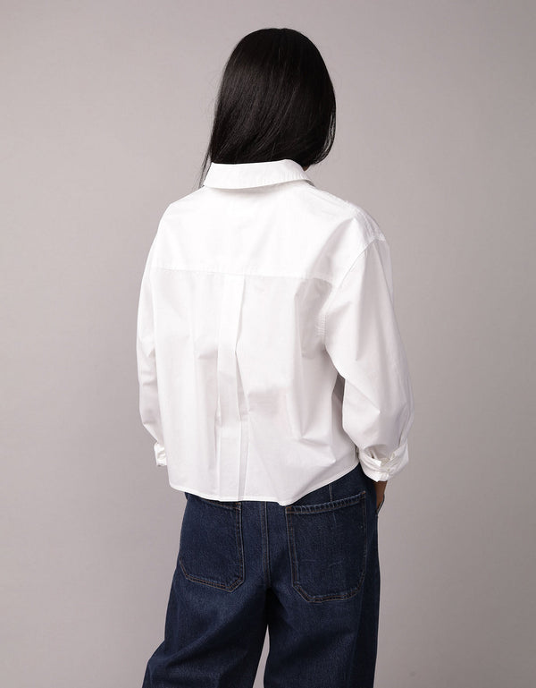 Camisa Abotonada Perfecta Recortada Ae - Blanco