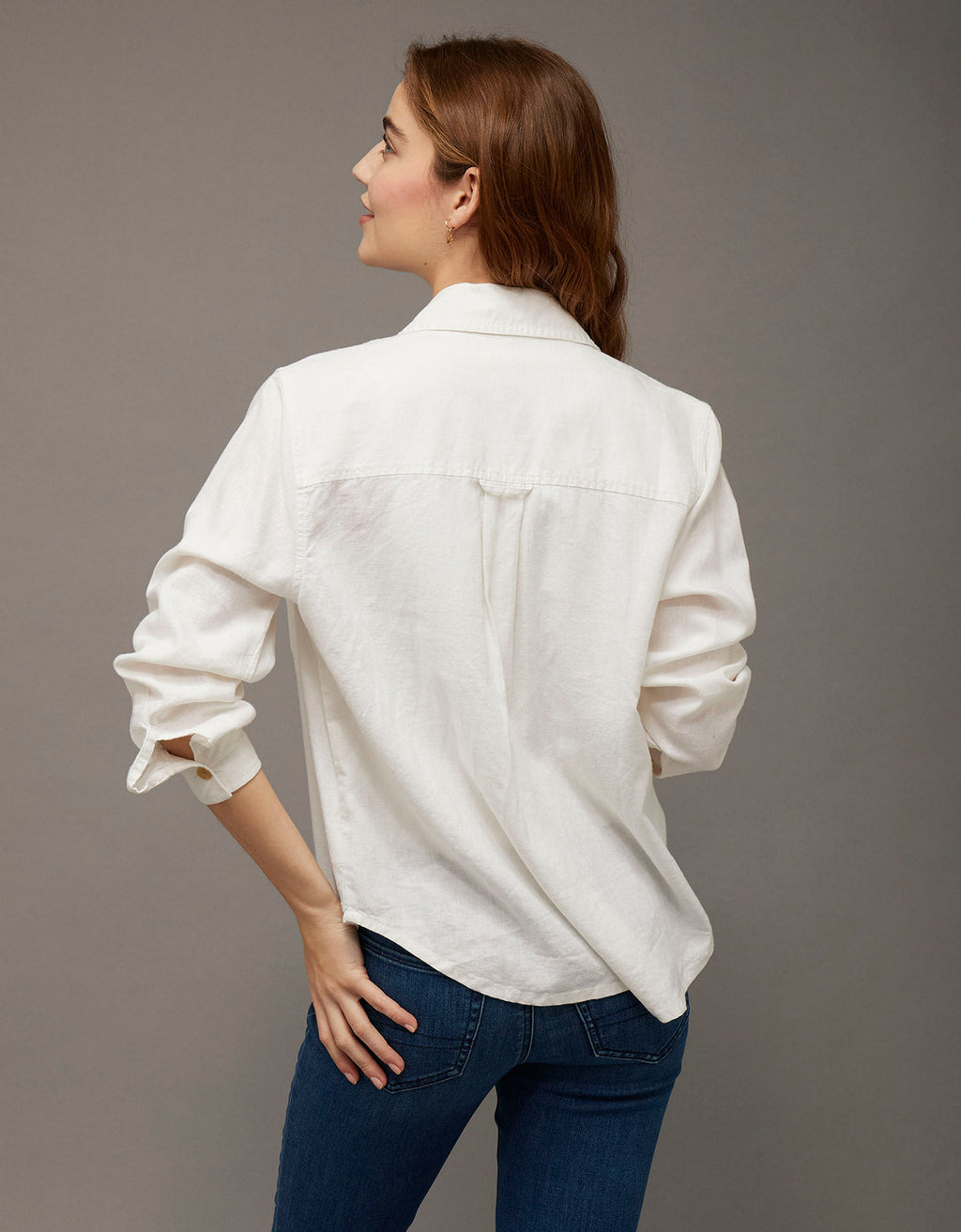 Camisa en Lino con Botones Ae - Blanco 0355_6743_139_ob