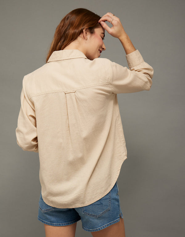 Camisa en Lino con Botones Ae - Generico