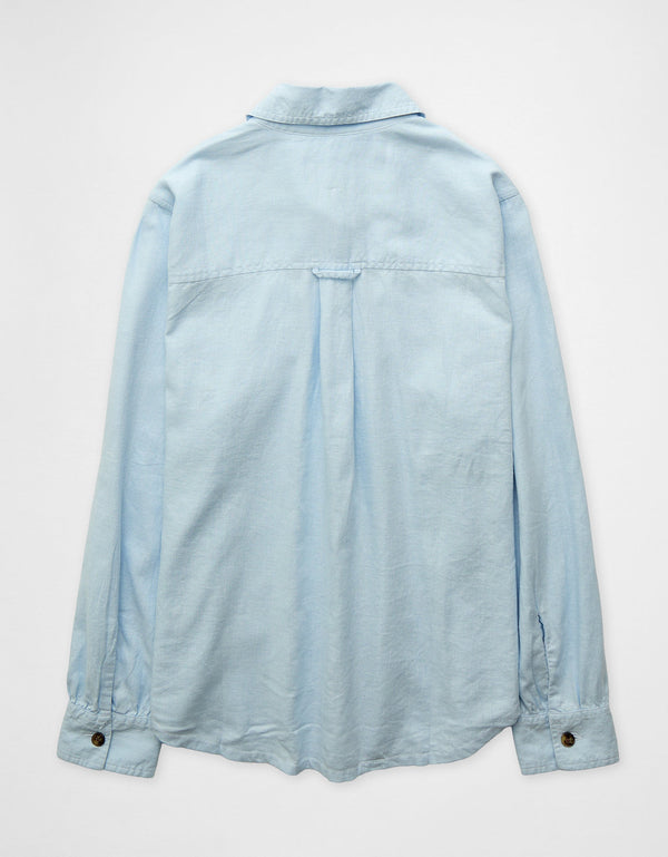 Camisa en Lino con Botones Ae - Azul