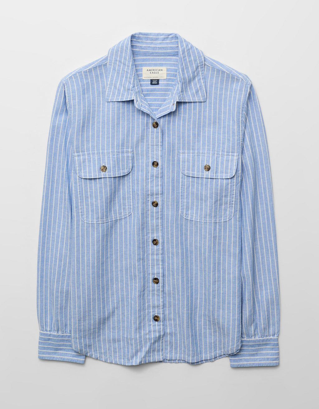 Camisa abotonada de lino Ae - Azul 0355_6886_424_f