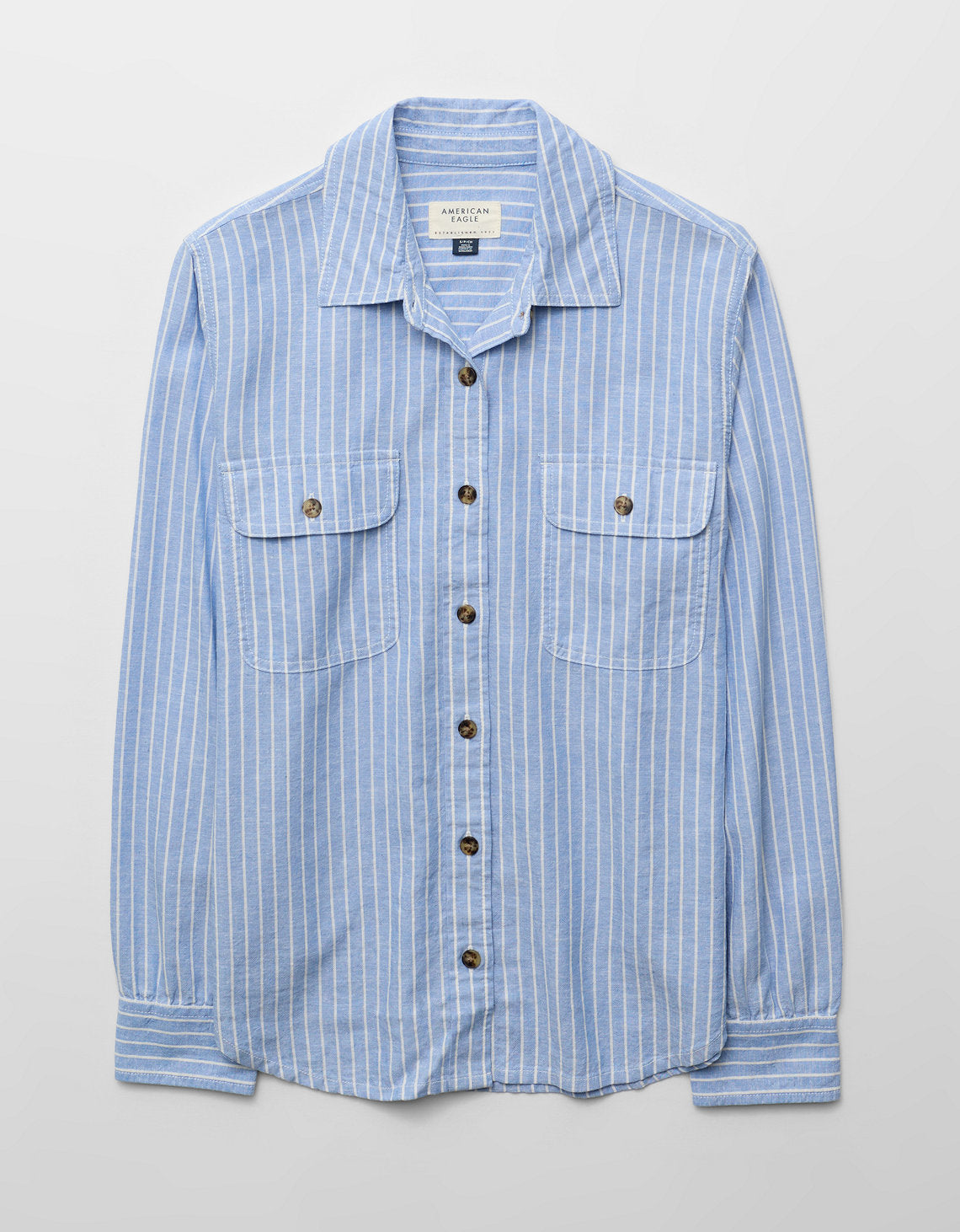 Camisa abotonada de lino Ae - Azul 0355_6886_424_f
