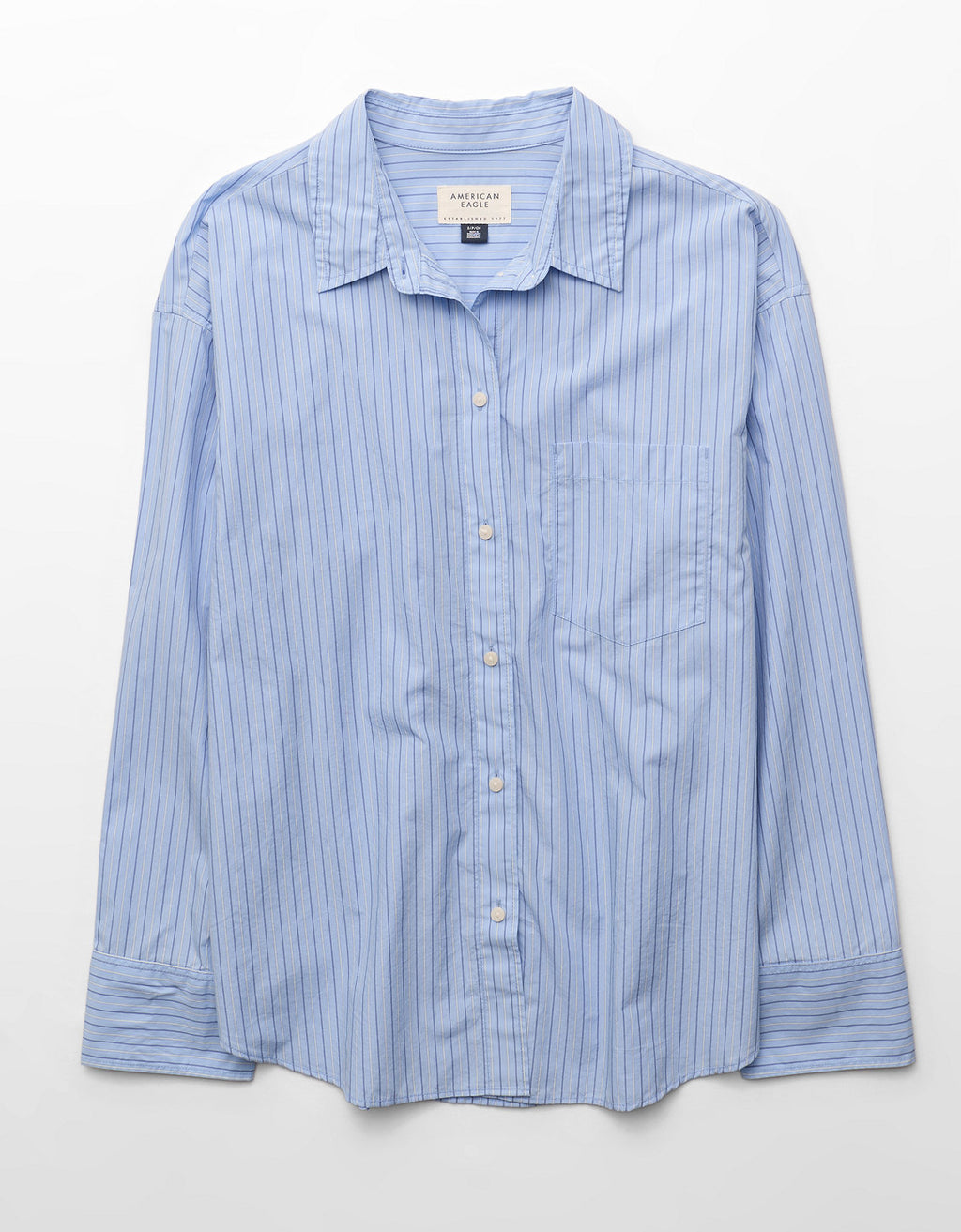 Camisa de popelina con botones Ae - Azul 0355_6897_400_f