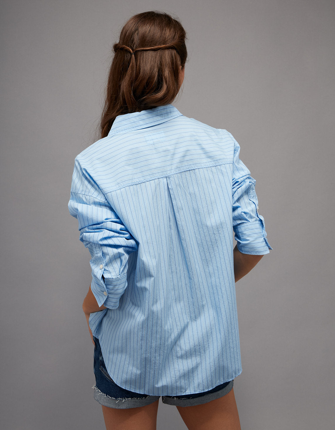 Camisa de popelina con botones Ae - Azul 0355_6897_400_ob