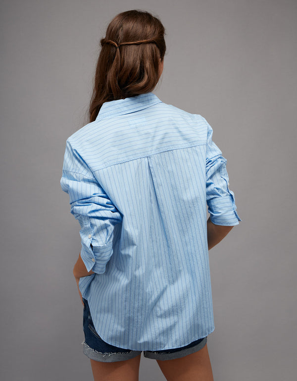 Camisa de popelina con botones Ae - Azul