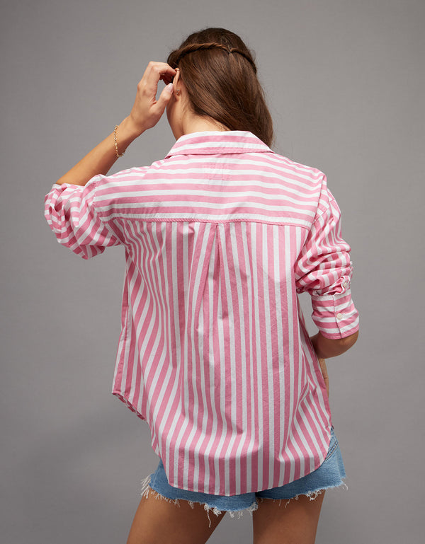 Camisa de popelina con botones Ae - Rosa 0355_6897_615_ob