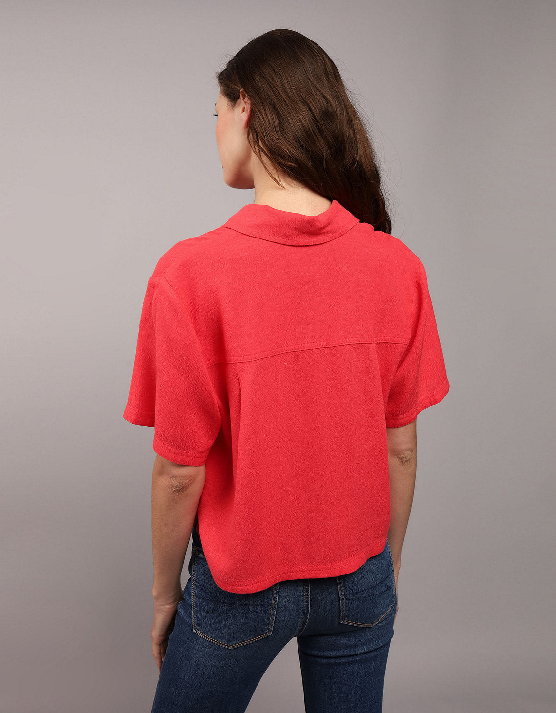 Camisa AE manga corta con bolsillo para mujer - Rosa 0358_5734_199_ob