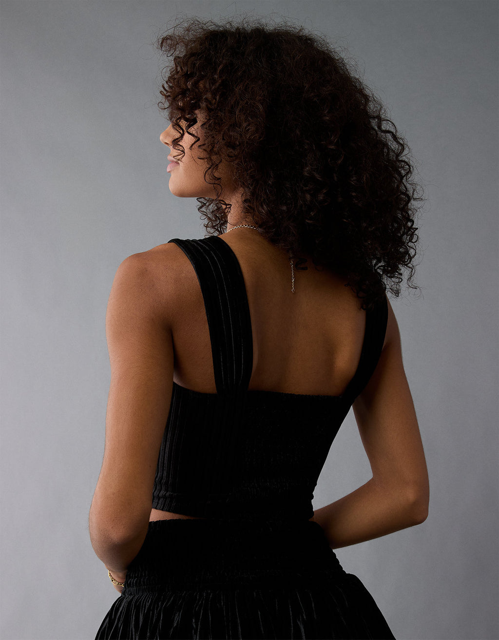 AE Top sin Mangas de Terciopelo estilo Corsé - Negro 0358_5899_001_ob