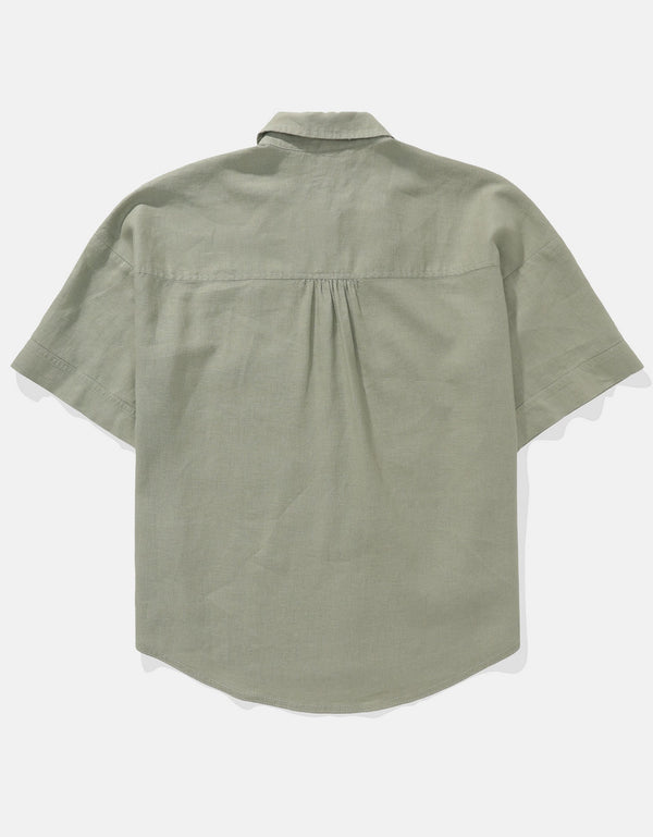 Camisa de Lino con Botones y Manga Corta para Mujer - Generico