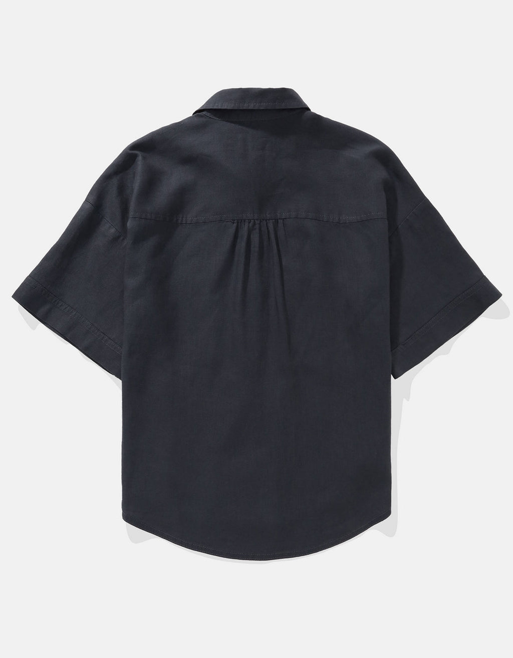 Camisa de Lino con Botones y Manga Corta para Mujer - Naval 0358_6065_410_b