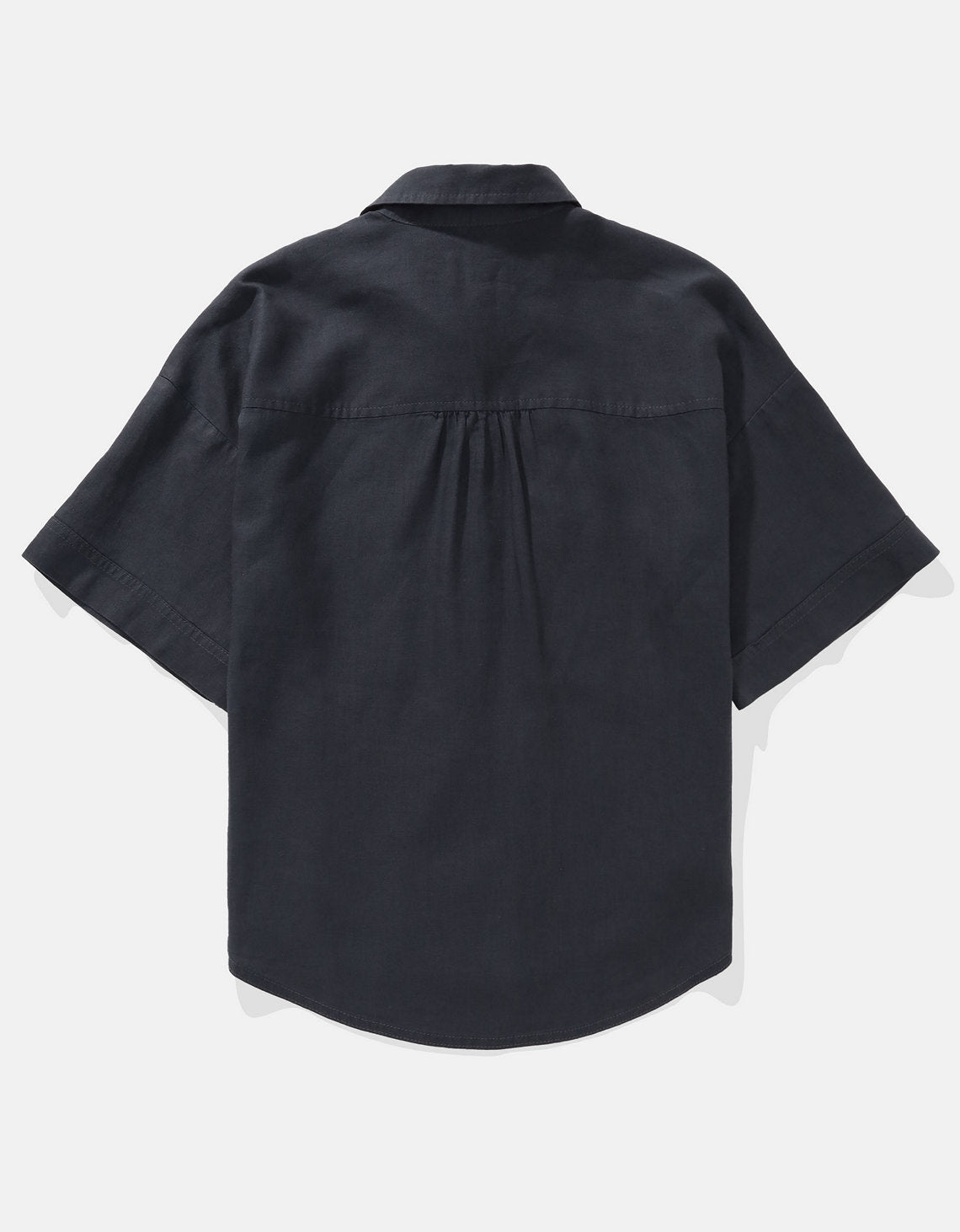 Camisa de Lino con Botones y Manga Corta para Mujer - Naval 0358_6065_410_b