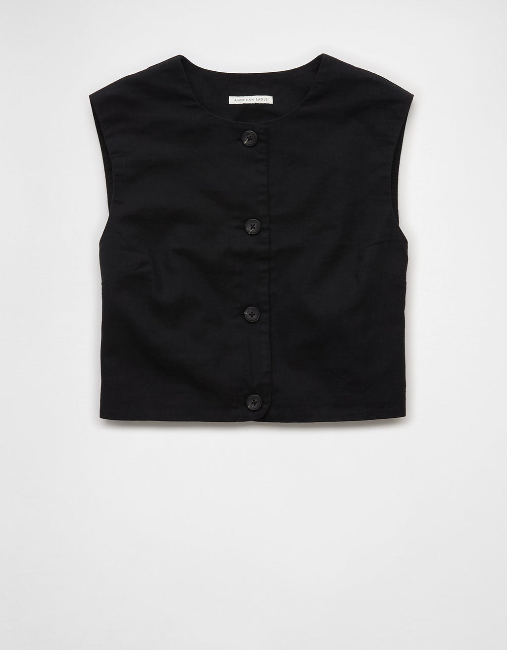 Top corto abotonado Ae Boxy - Negro 0358_6128_001_f