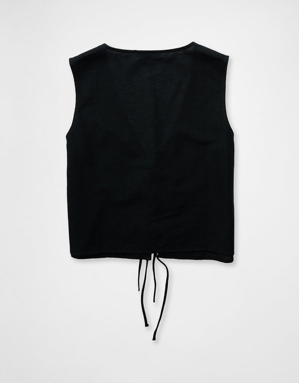 Chaleco acolchado delantero con cremallera. - Negro