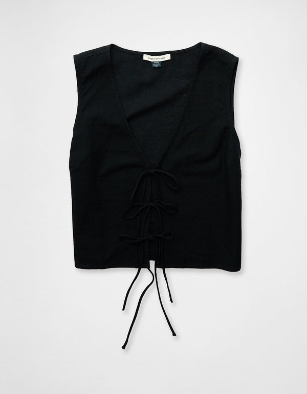 Chaleco acolchado delantero con cremallera. - Negro