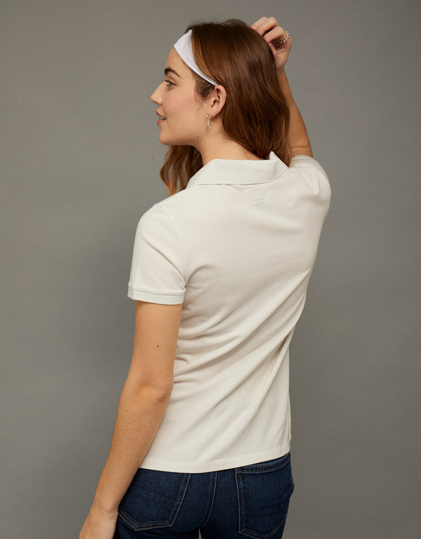 Camiseta Tipo Polo Clásica Ae - Blanco