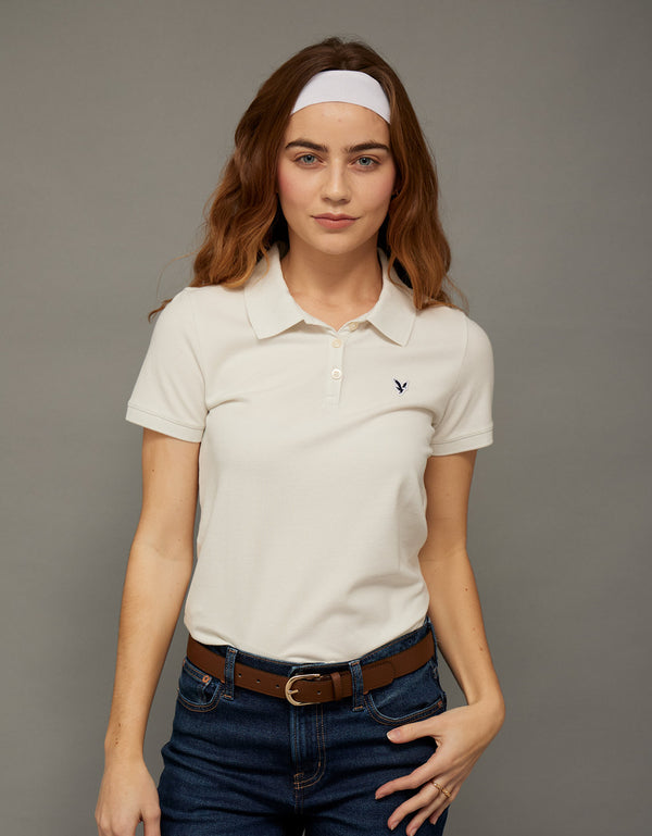 Camiseta Tipo Polo Clásica Ae - Blanco