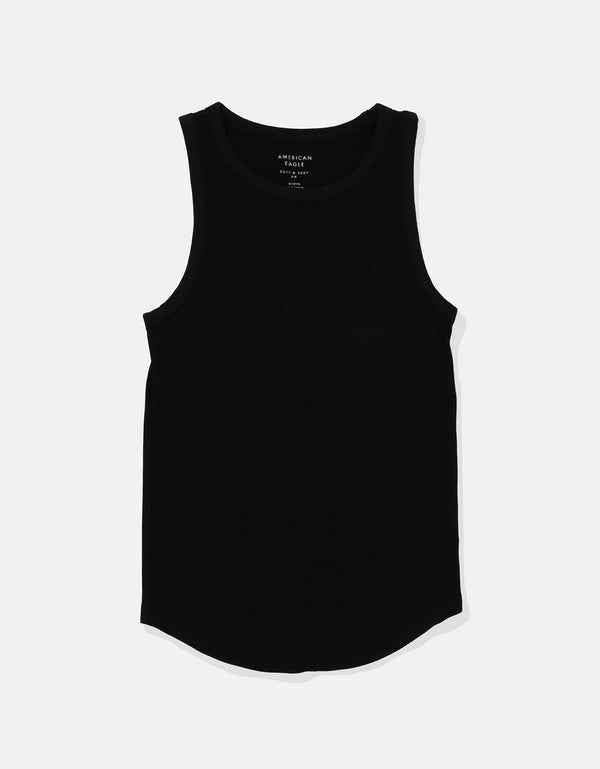 Blusa AE cuello redondo sin mangas para mujer - Negro