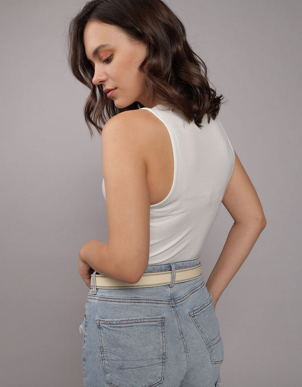 Blusa AE cuello redondo sin mangas para mujer - Blanco