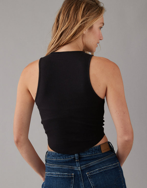 Camiseta AE acanalada en felpa - Negro