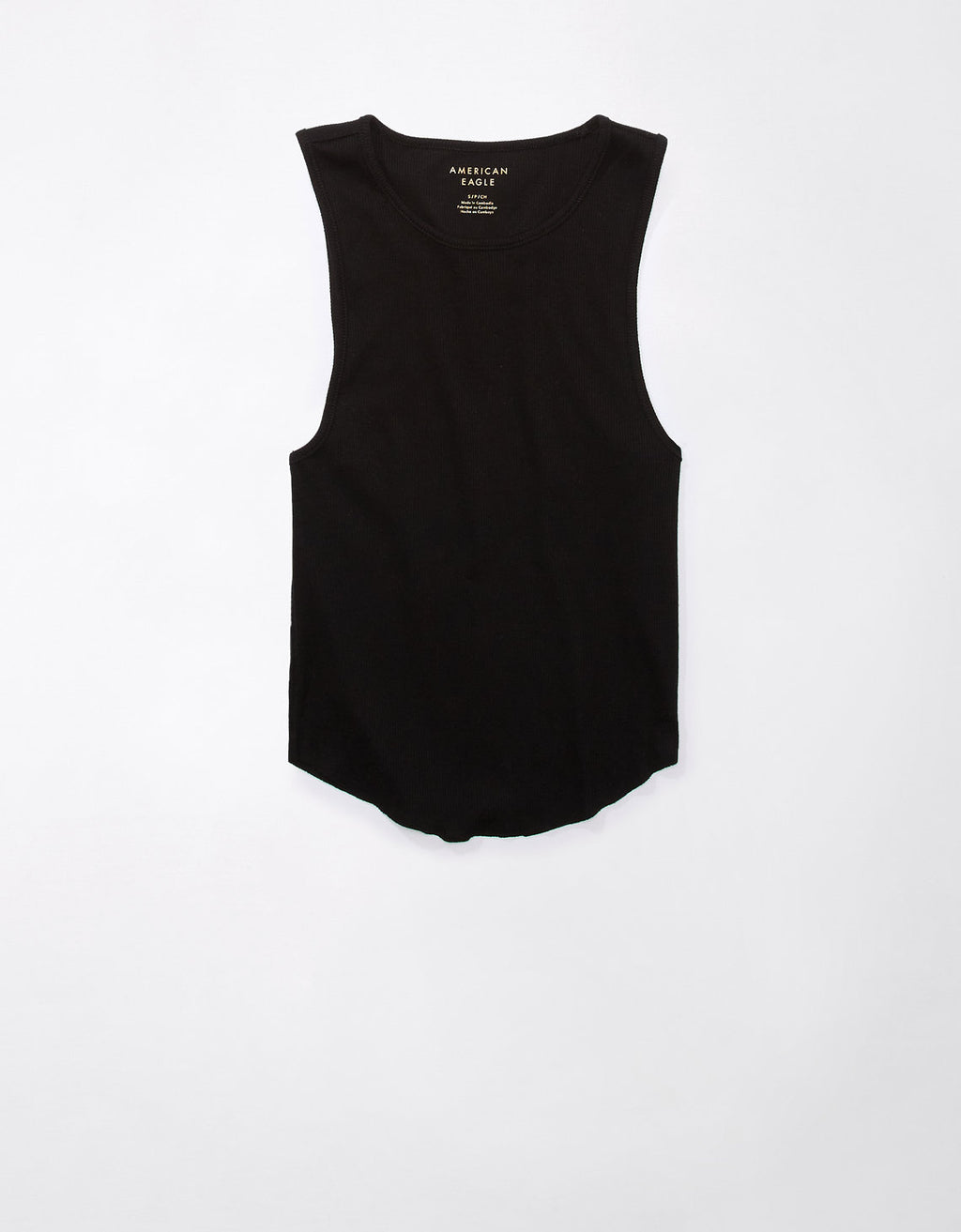 Camiseta AE acanalada en felpa - Negro 0366_5915_001_f
