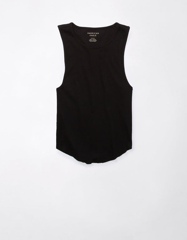 Camiseta AE acanalada en felpa - Negro