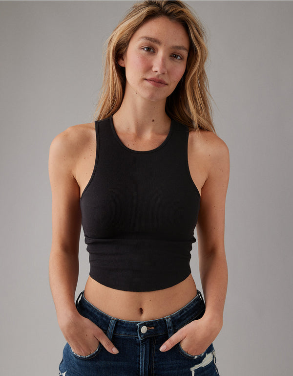 Camiseta AE acanalada en felpa - Negro