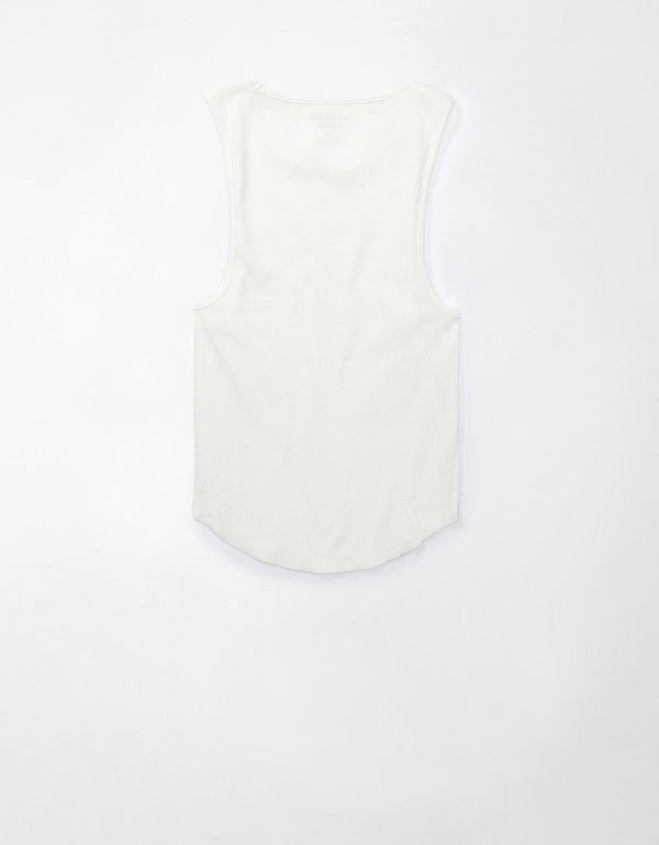 Camiseta AE acanalada en felpa - Blanco