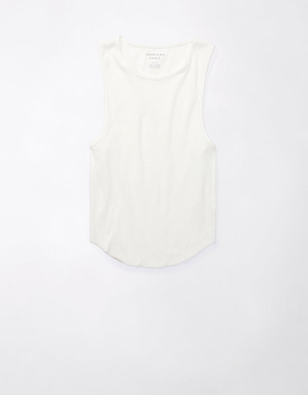 Camiseta AE acanalada en felpa - Blanco