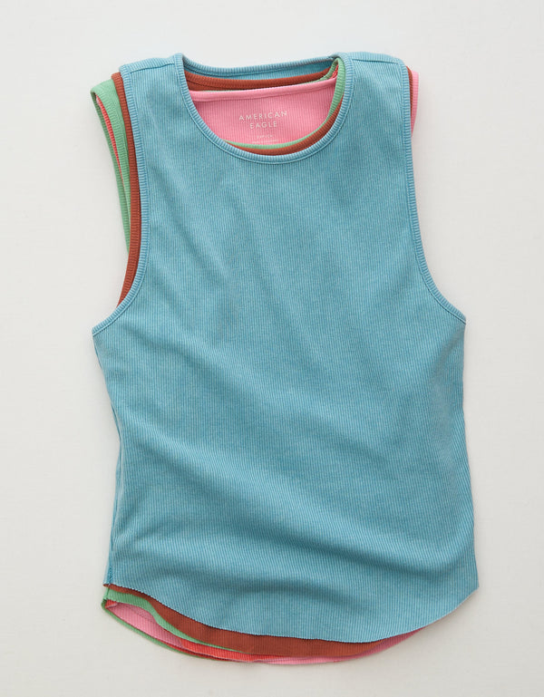 Camiseta acanalada en felpa Aeo - Azul