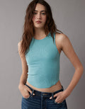Camiseta acanalada en felpa Aeo - Azul 0366_5947_408_of
