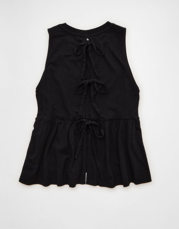 Top de tirantes estilo babydoll con lazo en la espalda Ae Sunchaser - Negro