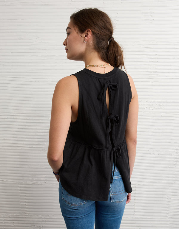 Top de tirantes estilo babydoll con lazo en la espalda Ae Sunchaser - Negro