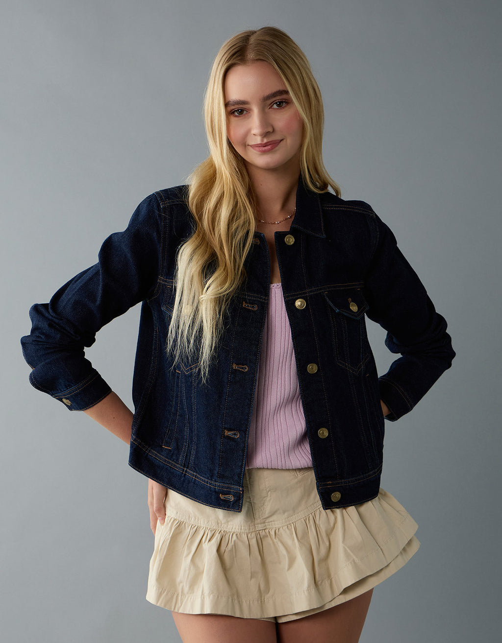 Chaqueta Clásica en Denim para Mujer - Azul 0381_3629_532_of