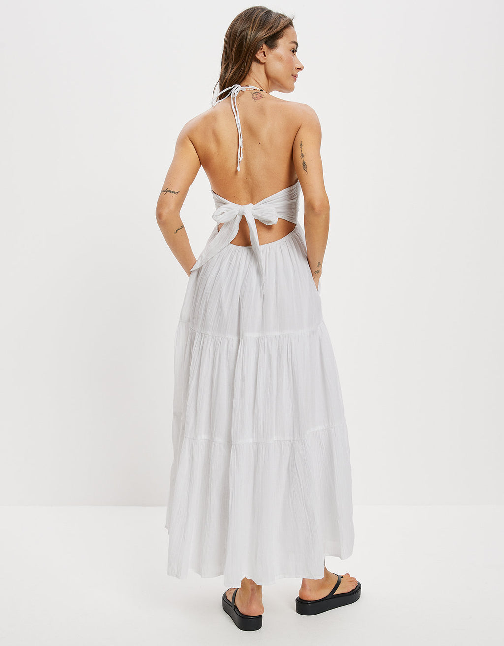 Vestido AE Maxi cuello halter - Blanco 0395_7146_100_ob