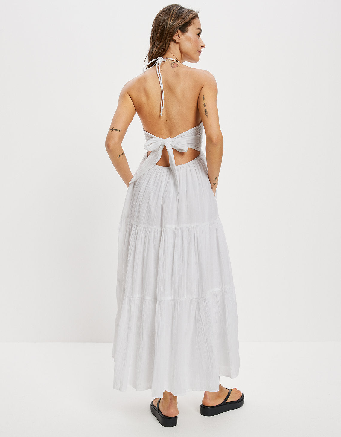 Vestido AE Maxi cuello halter - Blanco 0395_7146_100_ob