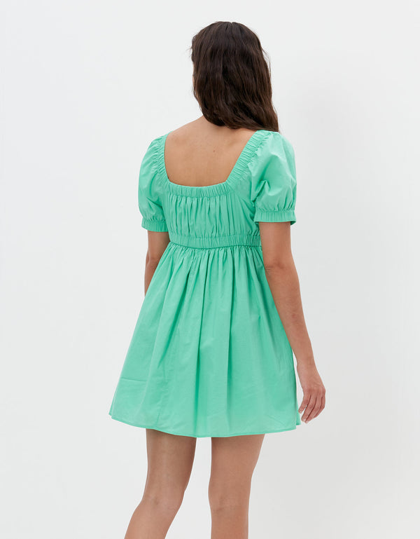 Vestido AE con hombros descubiertos y escote en el frente - Verde