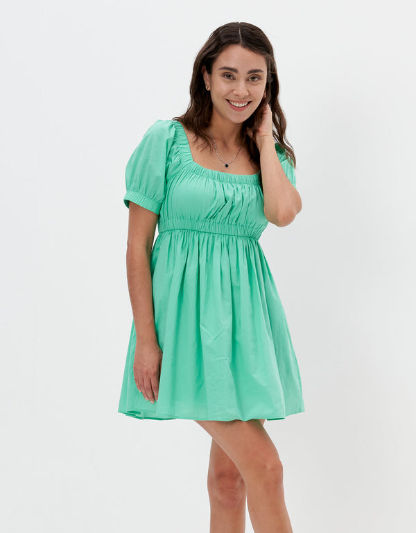 Vestido AE con hombros descubiertos y escote en el frente - Verde