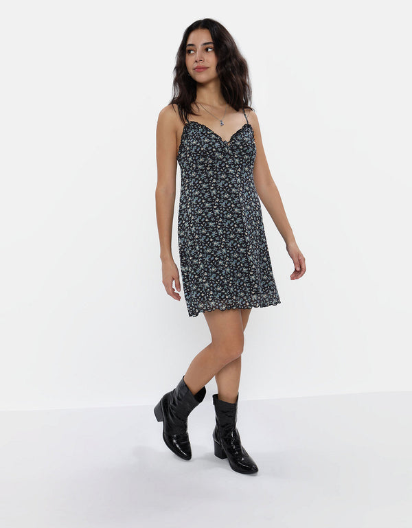 Vestido Aeo con hombros descubiertos y escote en el frente - Negro