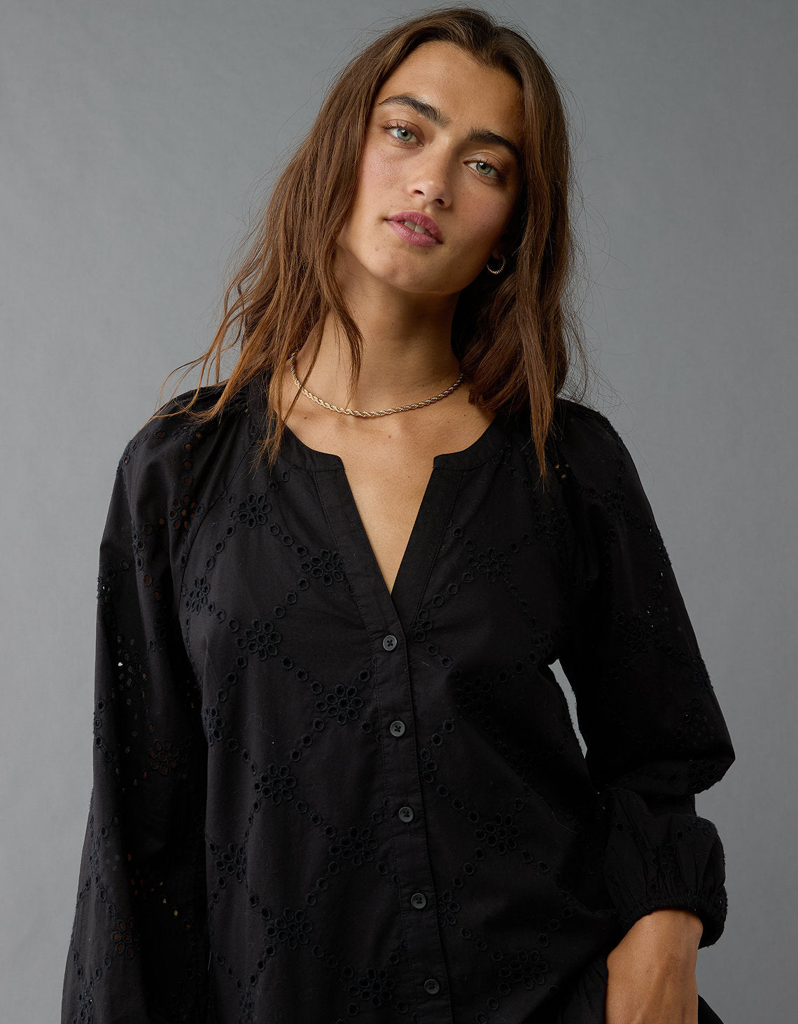 Vestido tipo Camisa Mujer AE - Negro 0395_7841_001_d2