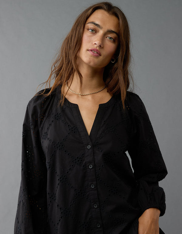 Vestido tipo Camisa Mujer AE - Negro