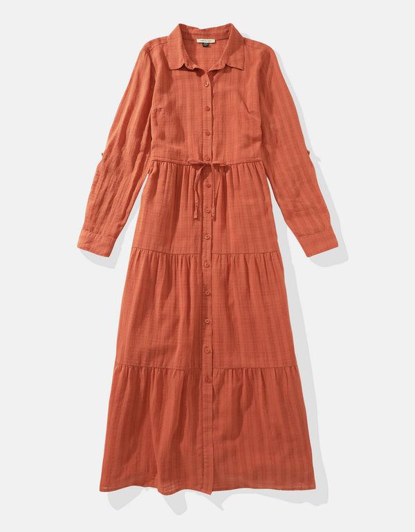 Vestido tipo Camisa manga larga de Mujer AE - Café