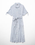 Vestido Camisero en Mezcla de Lino para Mujer - Azul 0395_8427_400_f