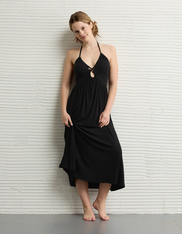 Vestido Halter Midi Ae - Negro